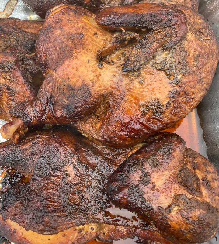 Slow smoked half chicken platter